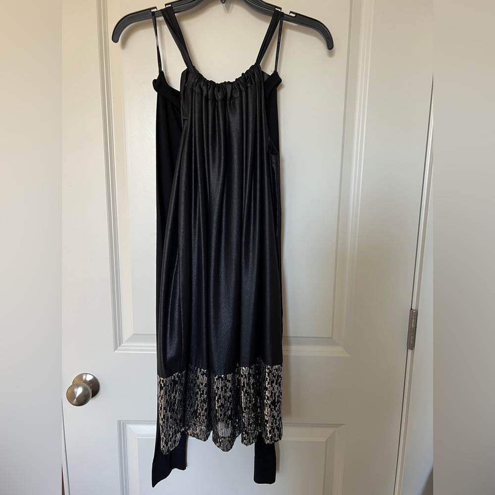 Y2K Elegant Black Dress with Sequin Hem + Pant